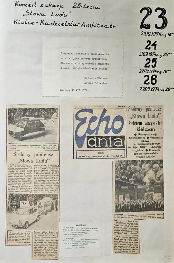 1974 1 17 25 lecie slowa ludu amfiteatr kadzielnia